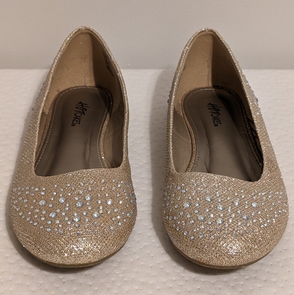 Hot Cakes Orleans Gold Sparkly Rhinestone Flats Women's Size 8.5 M - Picture 1 of 13